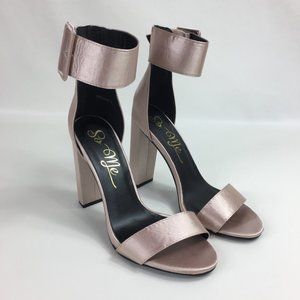 Lulu's So Me Pink Champagne Satin Heels